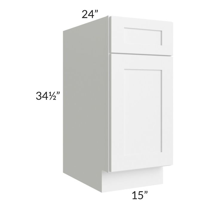 RTA Frosted White Shaker 15" Base Cabinet with 2 Decorative End Panels