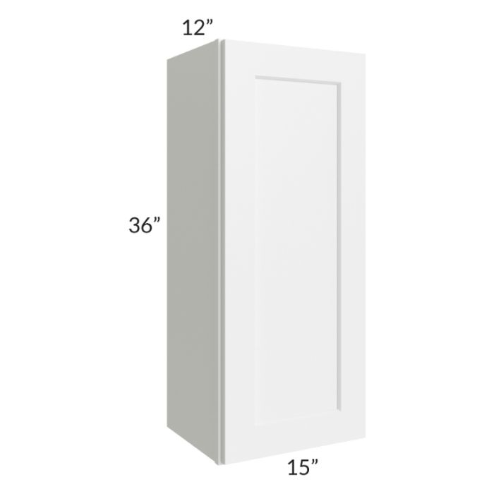 RTA Frosted White Shaker 15" x 36" Wall Cabinet with Mullion Glass Door