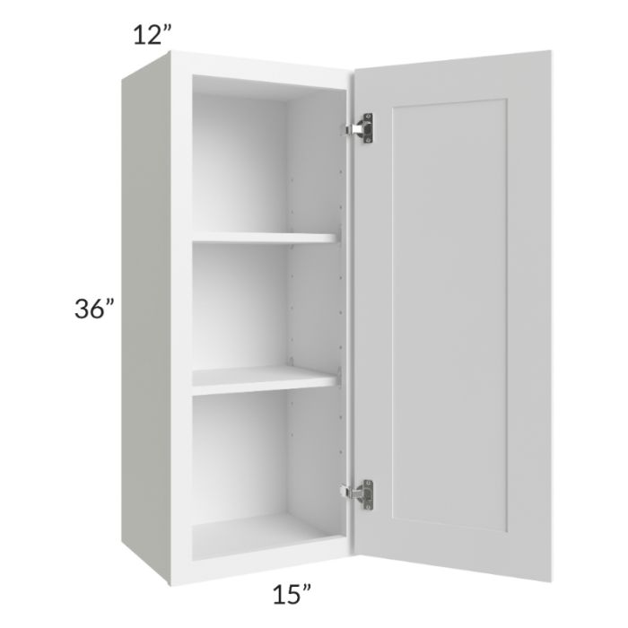 RTA Frosted White Shaker 15" x 36" Wall Cabinet with Mullion Glass Door