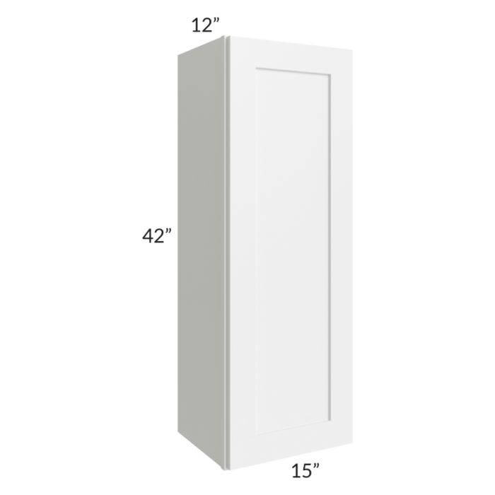 RTA Frosted White Shaker 15" x 42" Wall Cabinet with Glass Door