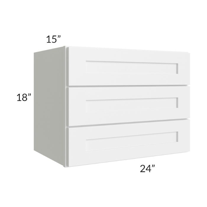 RTA Frosted White Shaker 18" x 24" 3-Drawer Wall Cabinet