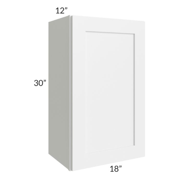 RTA Frosted White Shaker 18" x 30" Wall Cabinet with 2 Decorative End Panels and Glass Door