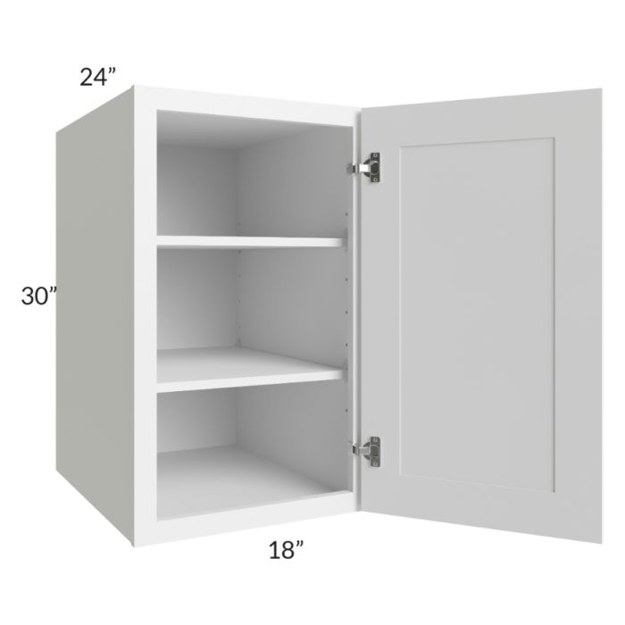 RTA Frosted White Shaker 18" x 30" x 24" Split Pantry Wall Cabinet