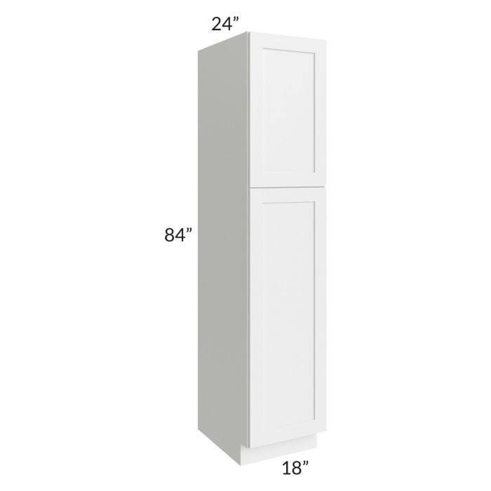 RTA Frosted White Shaker 18" x 84" Utility Cabinet with 1 Decorative End Panel and 1 Roll Out Tray