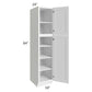 RTA Frosted White Shaker 18" x 84" Utility Cabinet with 1 Decorative End Panel and 3 Roll Out Trays