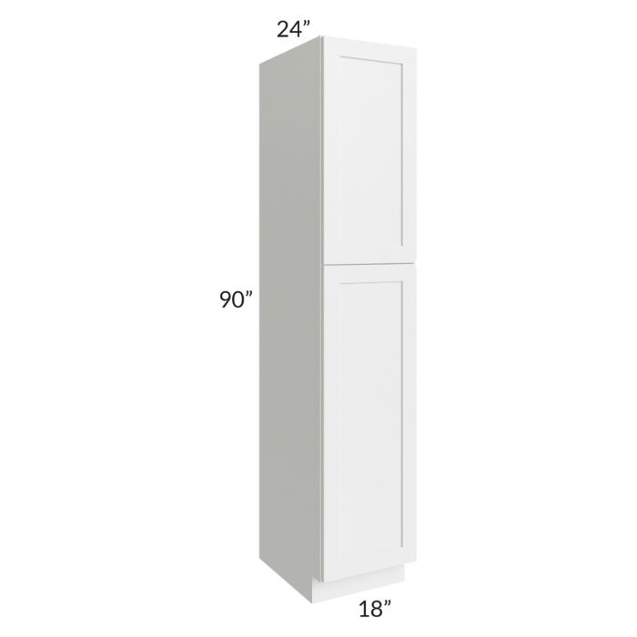 RTA Frosted White Shaker 18"x 90" Utility Cabinet with 1 Decorative End Panel