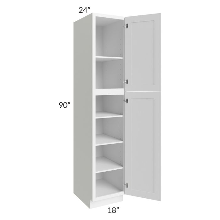 RTA Frosted White Shaker 18"x 90" Utility Cabinet with 1 Decorative End Panel