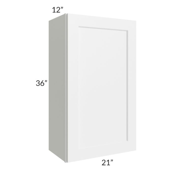 RTA Frosted White Shaker 21" x 36" Wall Cabinet with 2 Decorative End Panels and Mullion Glass Door