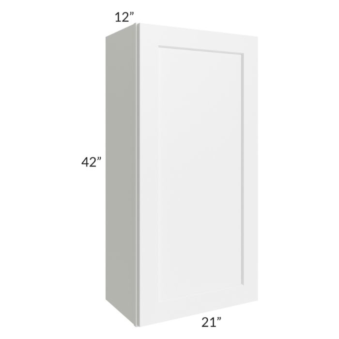 RTA Frosted White Shaker 21" x 42" Wall Cabinet with 2 Decorative End Panels and Mullion Glass Door