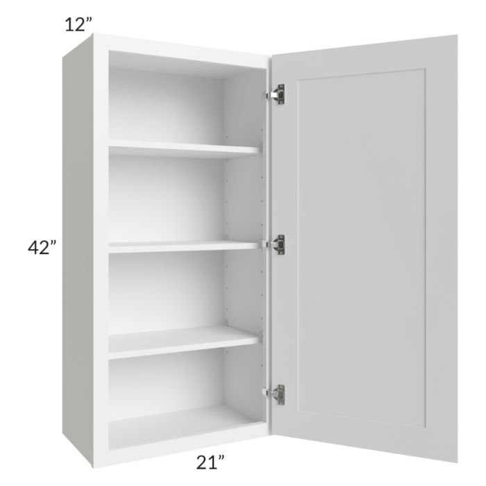 RTA Frosted White Shaker 21" x 42" Wall Cabinet with 2 Decorative End Panels and Mullion Glass Door