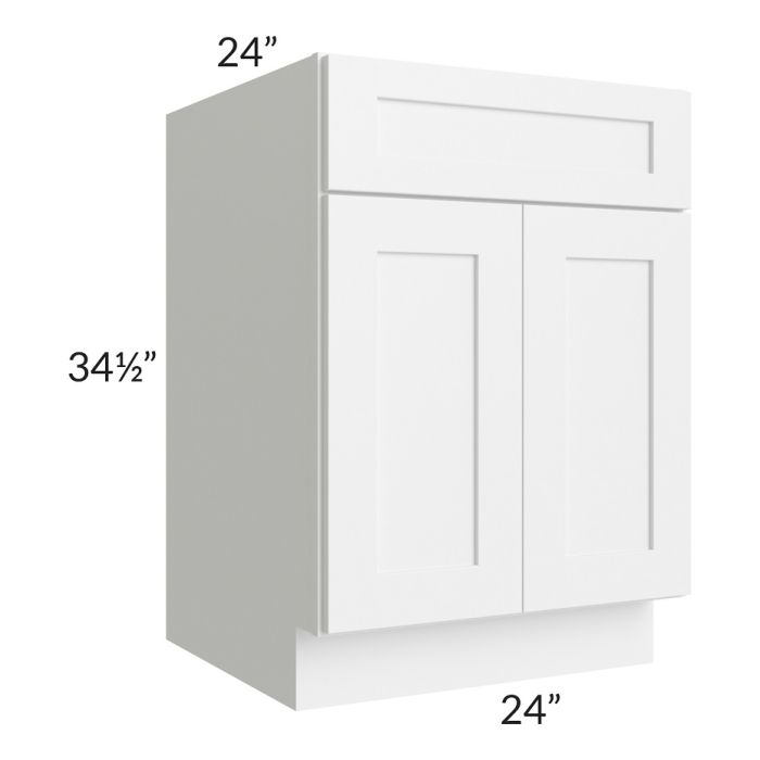 RTA Frosted White Shaker 24" Base Cabinet with 2 Decorative End Panels and 2 Roll Out Trays