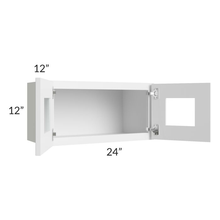 RTA Frosted White Shaker 24" x 12" Decorative Wall Cabinet with Plain Glass