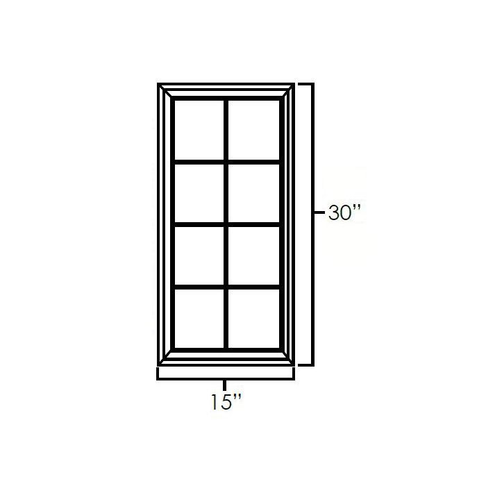 RTA Frosted White Shaker 24" x 30" Corner Mullion Glass Door