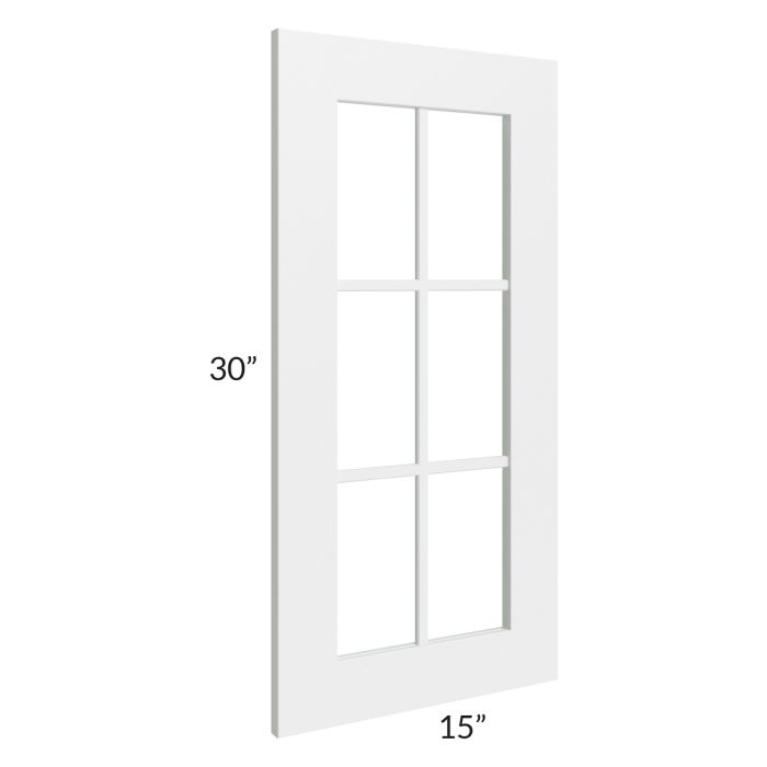 RTA Frosted White Shaker 24" x 30" Corner Mullion Glass Door