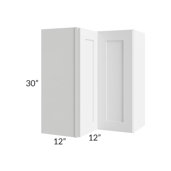 RTA Frosted White Shaker 24" x 30" Easy Reach Corner Wall Cabinet