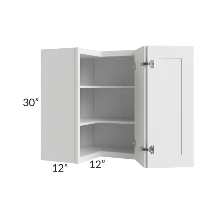 RTA Frosted White Shaker 24" x 30" Easy Reach Corner Wall Cabinet