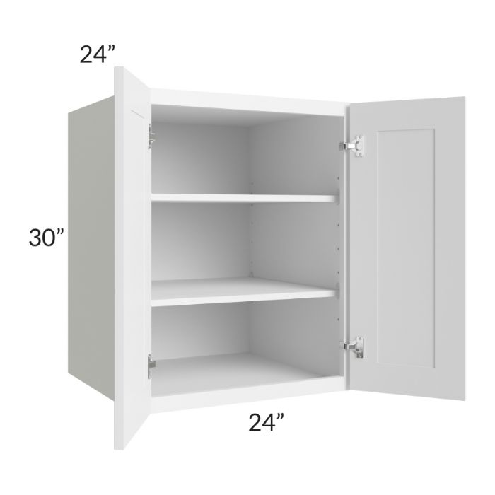 RTA Frosted White Shaker 24" x 30" x 24" Split Pantry Wall Cabinet