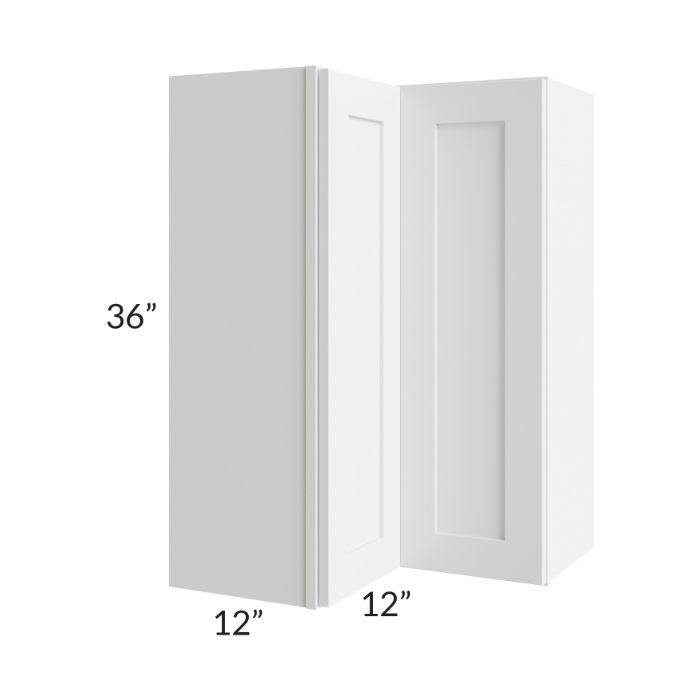 RTA Frosted White Shaker 24" x 36" Easy Reach Corner Wall Cabinet