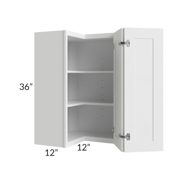 RTA Frosted White Shaker 24" x 36" Easy Reach Corner Wall Cabinet