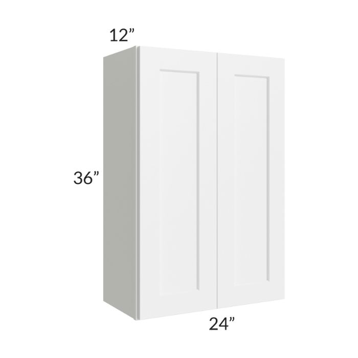 RTA Frosted White Shaker 24" x 36" Wall Cabinet with Mullion Glass Door