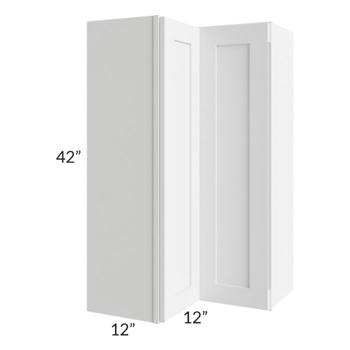 RTA Frosted White Shaker 24" x 42" Easy Reach Corner Wall Cabinet