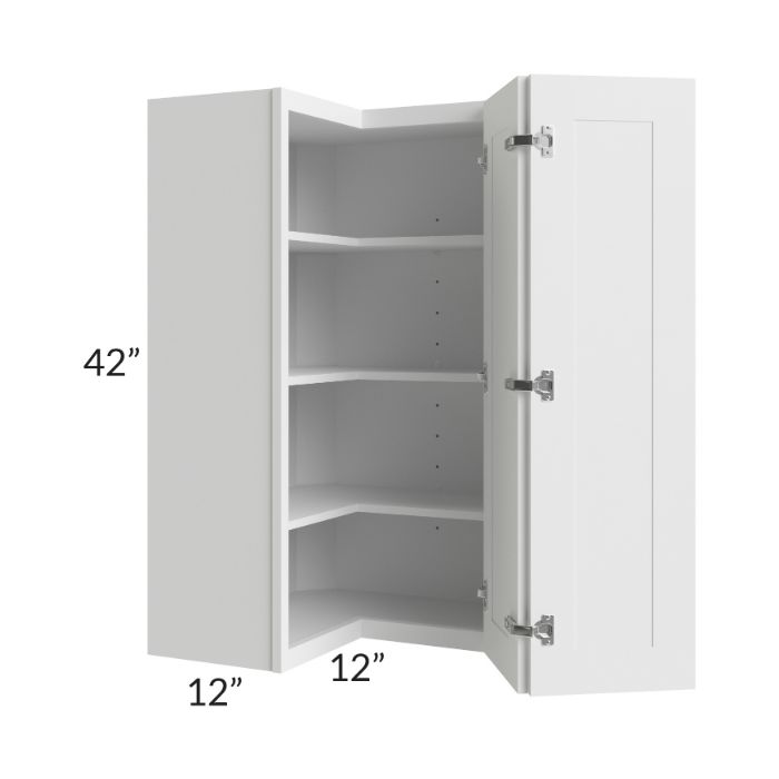 RTA Frosted White Shaker 24" x 42" Easy Reach Corner Wall Cabinet