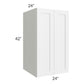 RTA Frosted White Shaker 24" x 42 " x 24" Split Pantry Wall Cabinet