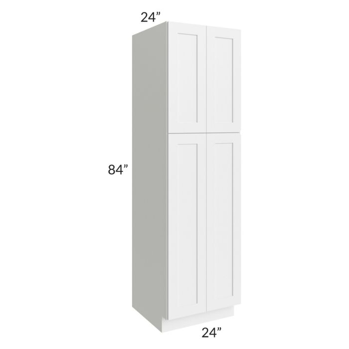 RTA Frosted White Shaker 24" x 84" Utility Cabinet with 1 Decorative End Panel and 1 Roll Out Tray