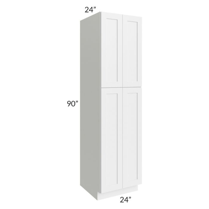 RTA Frosted White Shaker 24" x 90" Utility Cabinet with 1 Decorative End Panel and 2 Roll Out Trays