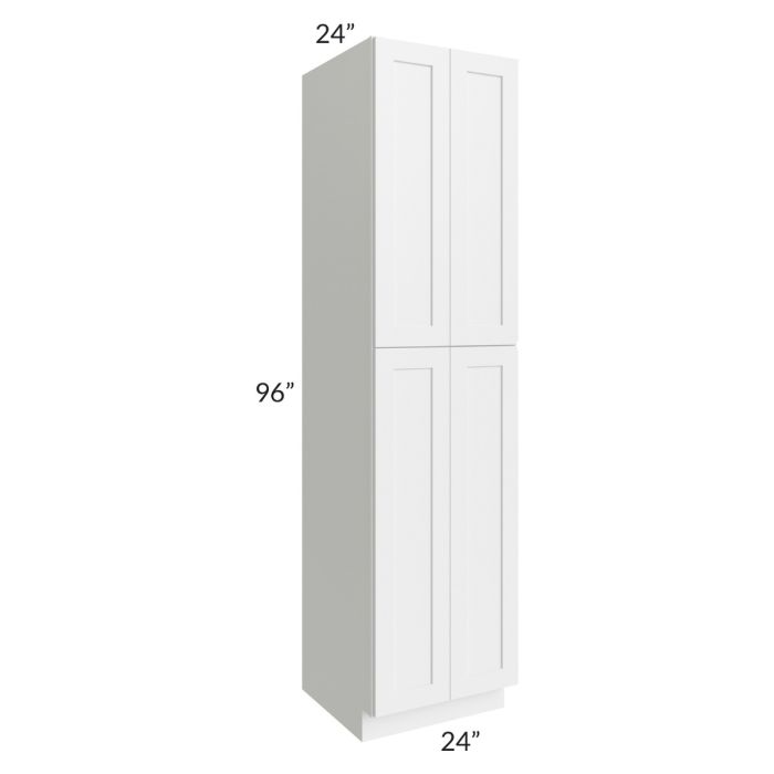 RTA Frosted White Shaker 24" x 96" Utility Cabinet with 1 Decorative End Panel and 1 Roll Out Tray