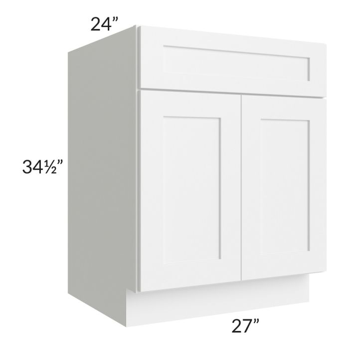 RTA Frosted White Shaker 27" Base Cabinet with 1 Roll Out Tray