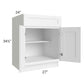 RTA Frosted White Shaker 27" Base Cabinet with 1 Roll Out Tray
