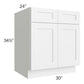 RTA Frosted White Shaker 30" Base Cabinet with 2 Roll Out Trays