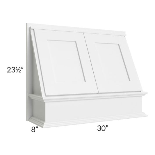 RTA Frosted White Shaker 30" Range Hood Front