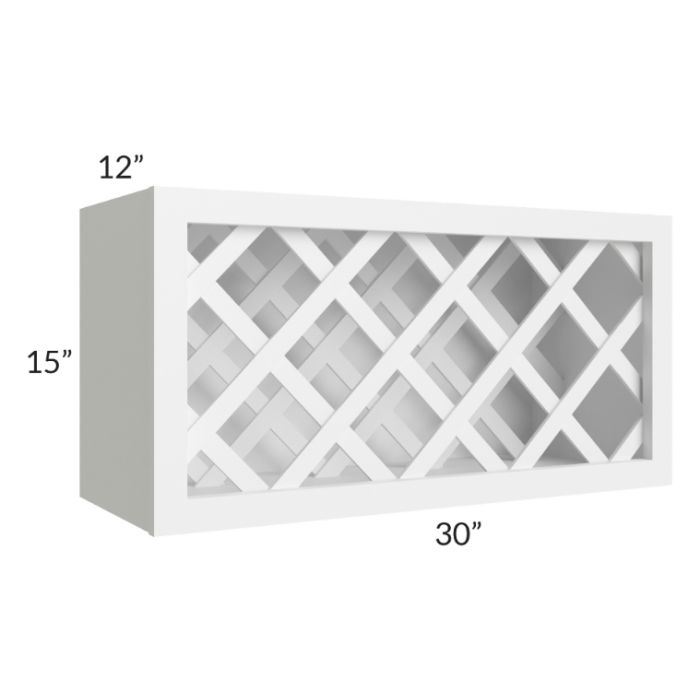 RTA Frosted White Shaker 30" x 15" Lattice Wine Rack