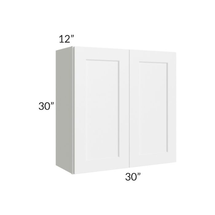 RTA Frosted White Shaker 30" x 30" Wall Cabinet with Mullion Glass Door