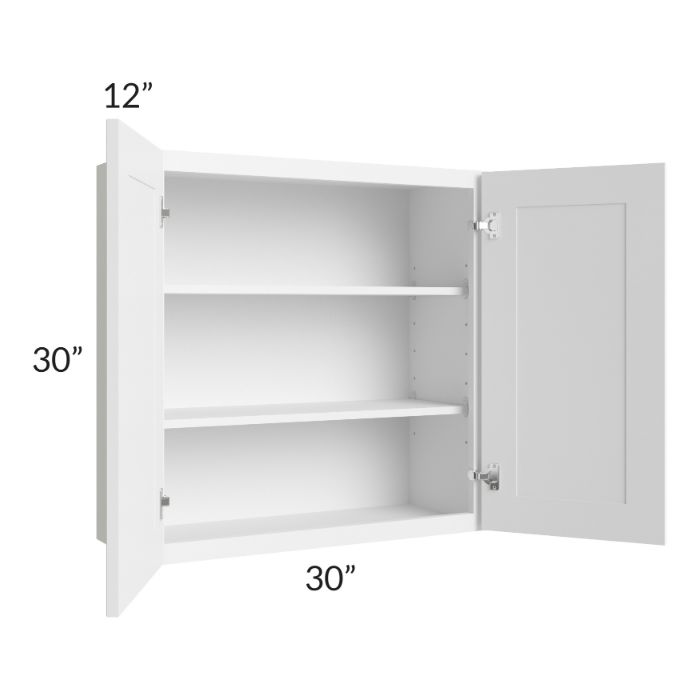 RTA Frosted White Shaker 30" x 30" Wall Cabinet with Mullion Glass Door