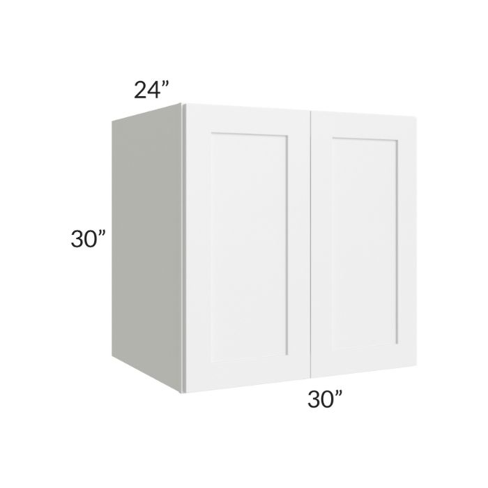 RTA Frosted White Shaker 30" x 30" x 24" Split Pantry Wall Cabinet
