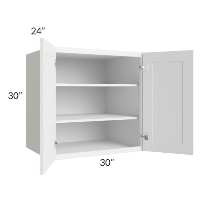 RTA Frosted White Shaker 30" x 30" x 24" Split Pantry Wall Cabinet