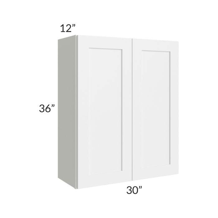 RTA Frosted White Shaker 30" x 36" Wall Cabinet with 2 Decorative End Panels