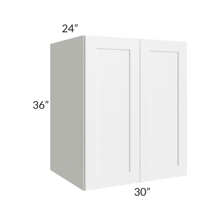 RTA Frosted White Shaker 30" x 36" x 24" Split Pantry Wall Cabinet