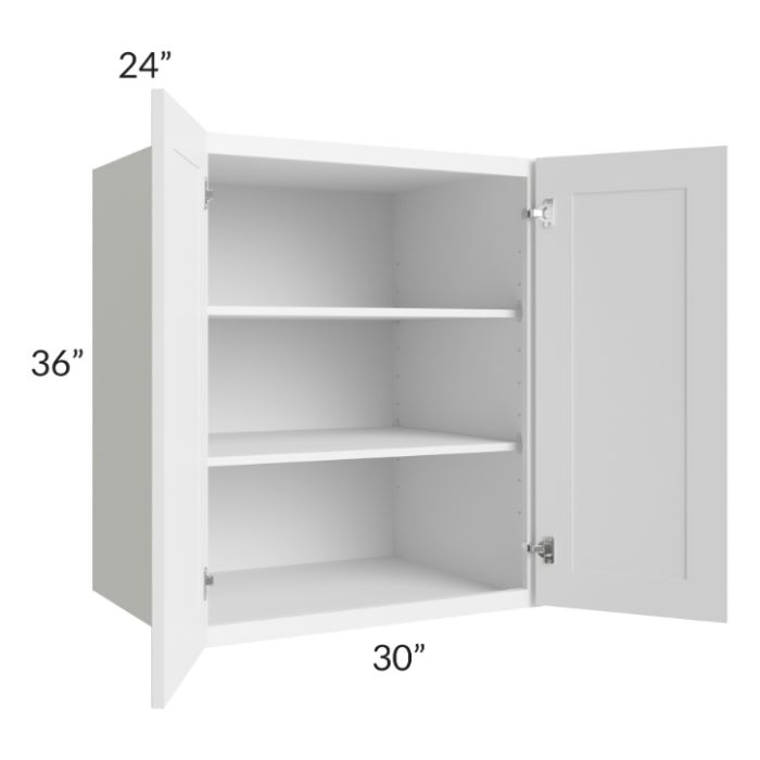RTA Frosted White Shaker 30" x 36" x 24" Split Pantry Wall Cabinet