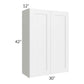 RTA Frosted White Shaker 30" x 42" Wall Cabinet with Glass Door