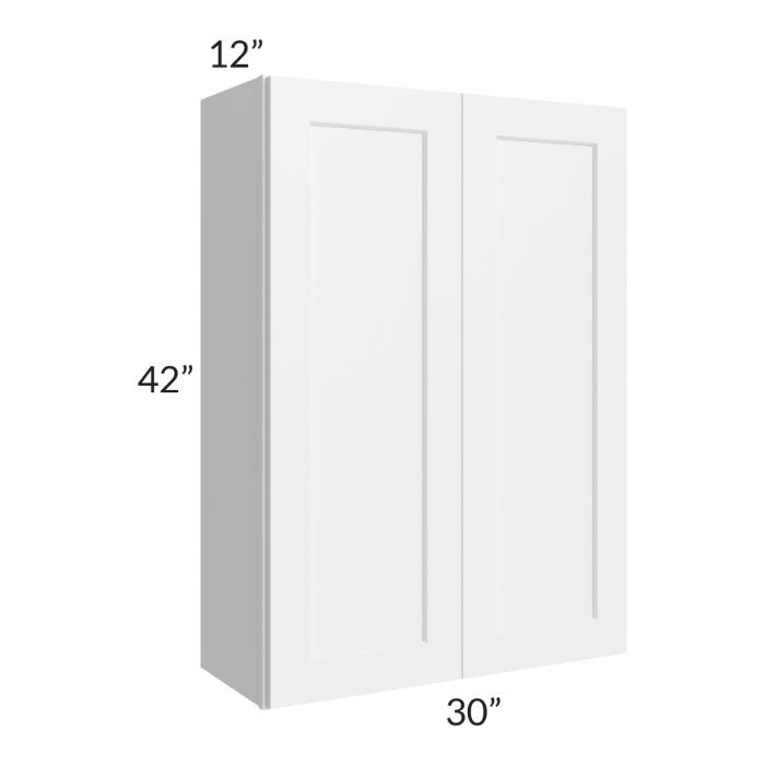 RTA Frosted White Shaker 30" x 42" Wall Cabinet with Glass Door