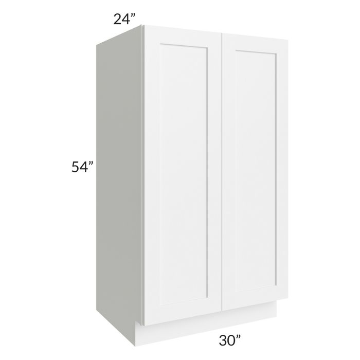 RTA Frosted White Shaker 30" x 54" Split Pantry Base Cabinet with 1 Roll Out Tray