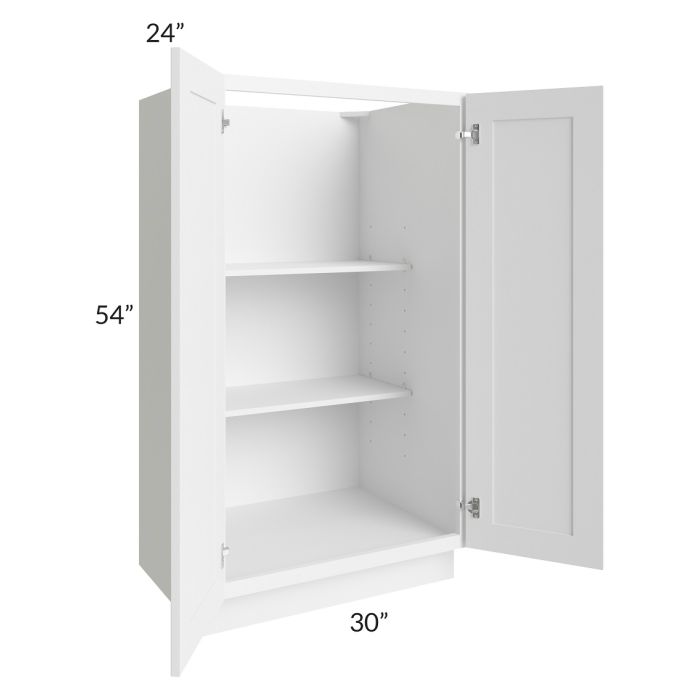 RTA Frosted White Shaker 30" x 54" Split Pantry Base Cabinet with 1 Roll Out Tray