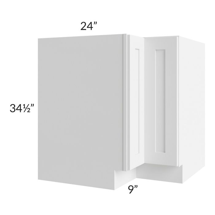 RTA Frosted White Shaker 33" Lazy Susan Corner Base with Stainless Steel Baskets with 1 Decorative End Panel