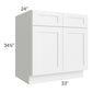 RTA Frosted White Shaker 33" Sink Base with 2 Decorative End Panels