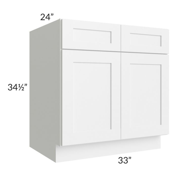 RTA Frosted White Shaker 33" Sink Base with 2 Decorative End Panels
