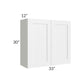 RTA Frosted White Shaker 33" x 30" Wall Cabinet with 1 Decorative End Panel